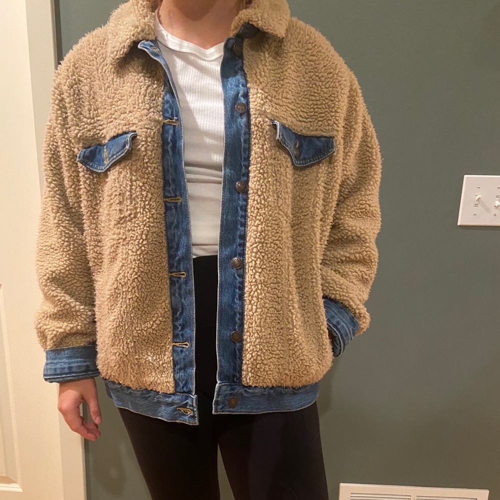 Denim Sherpa reversible jacket